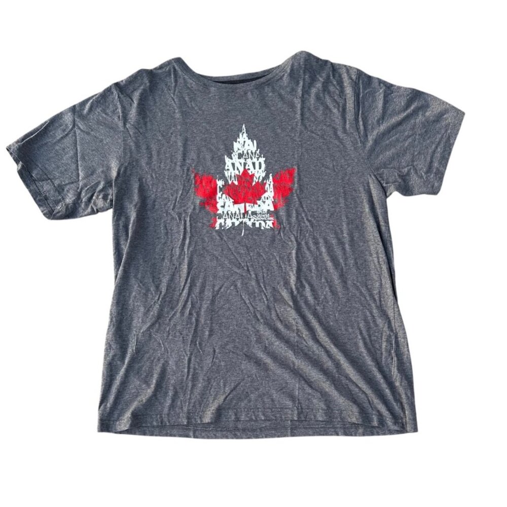 Disney Parks Canada T-Shirt 2XL Gray Red White Maple Leaf Theme Travel Epcot